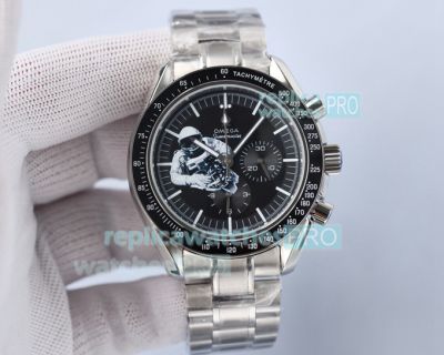 Copy Omega Speedmaster SS Black Chronograph Dial Watch 44MM